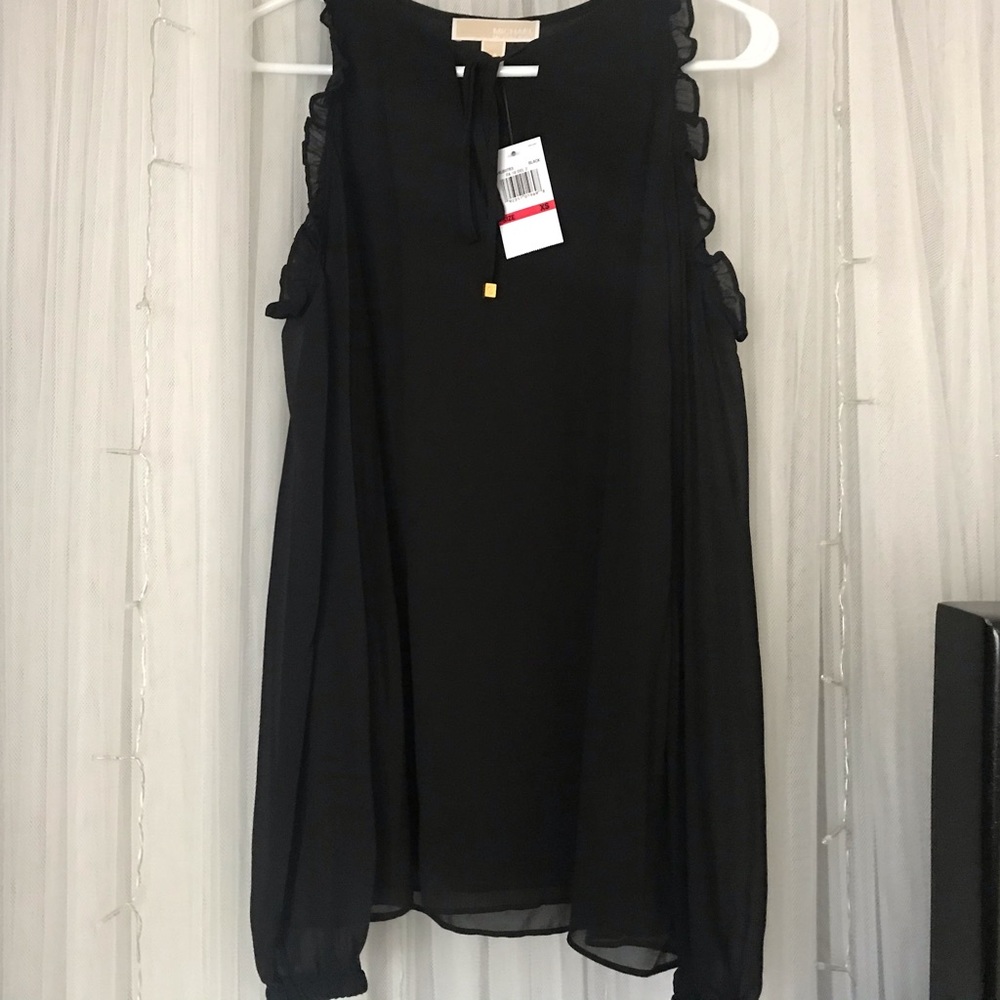 Michael Kors Black Ruffle Sleeve Blouse